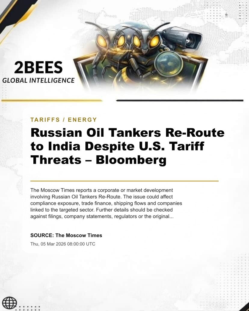 Russian Oil Tankers Re-Route to India Despite U.S. Tariff Threats – Bloomberg