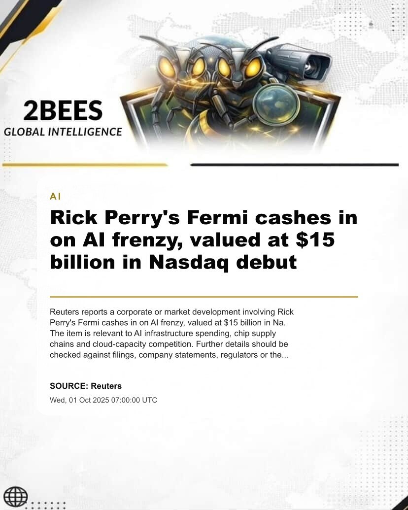 Rick Perry's Fermi cashes in on AI frenzy, valued at $15 billion in Nasdaq debut
