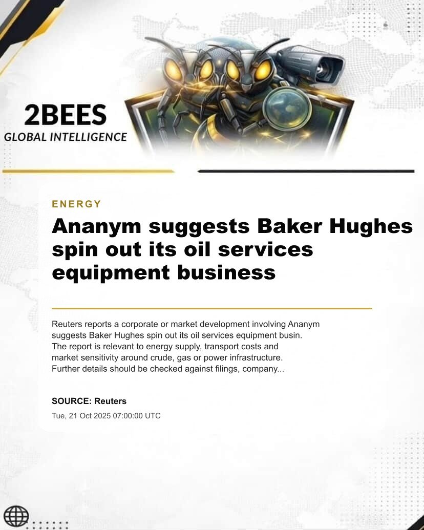 Ananym suggests Baker Hughes spin out its oil services equipment business