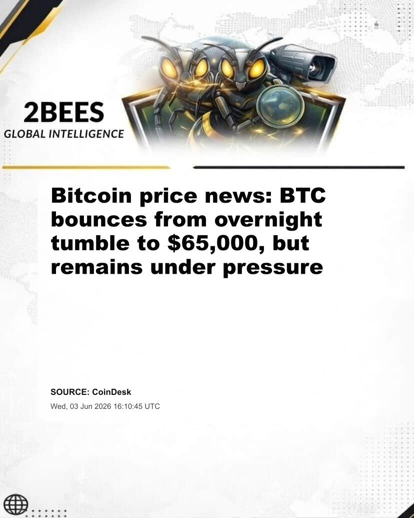 Bitcoin price news: BTC bounces from overnight tumble to $65,000, but remains under pressure