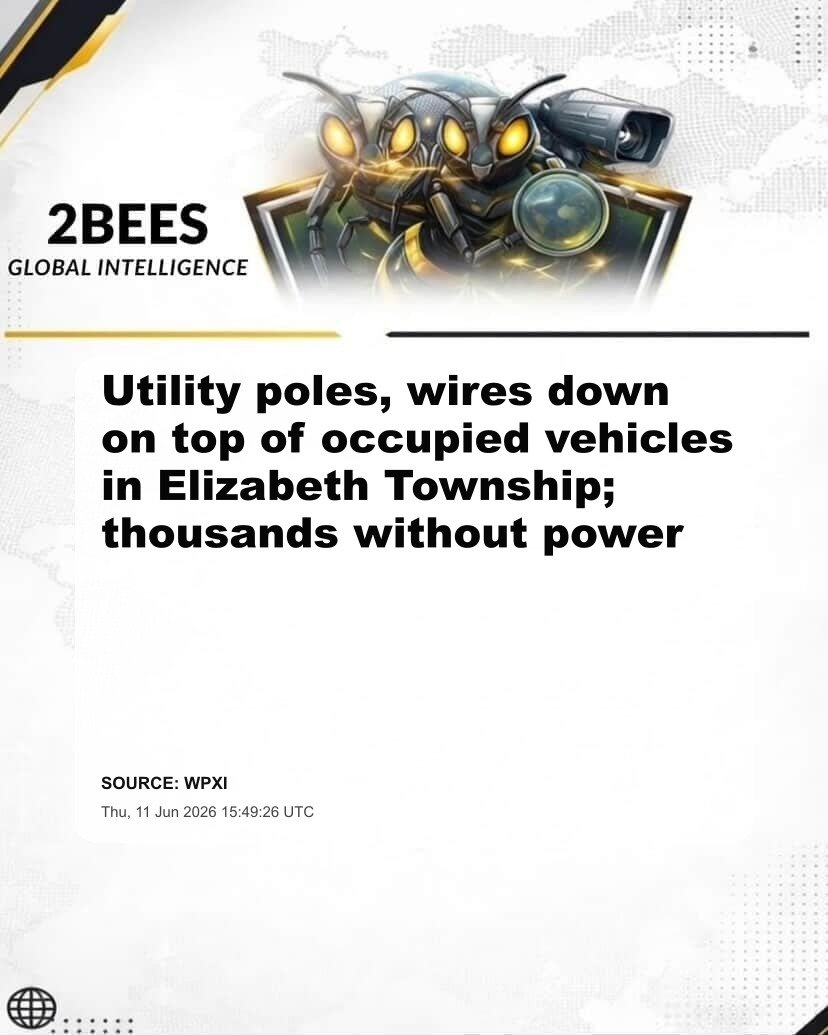Utility poles, wires down on top of occupied vehicles in Elizabeth Township; thousands without power