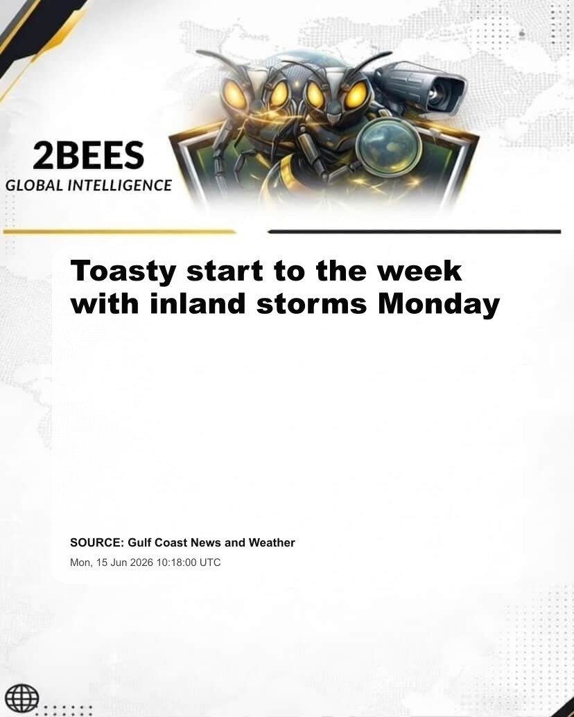 Toasty start to the week with inland storms Monday