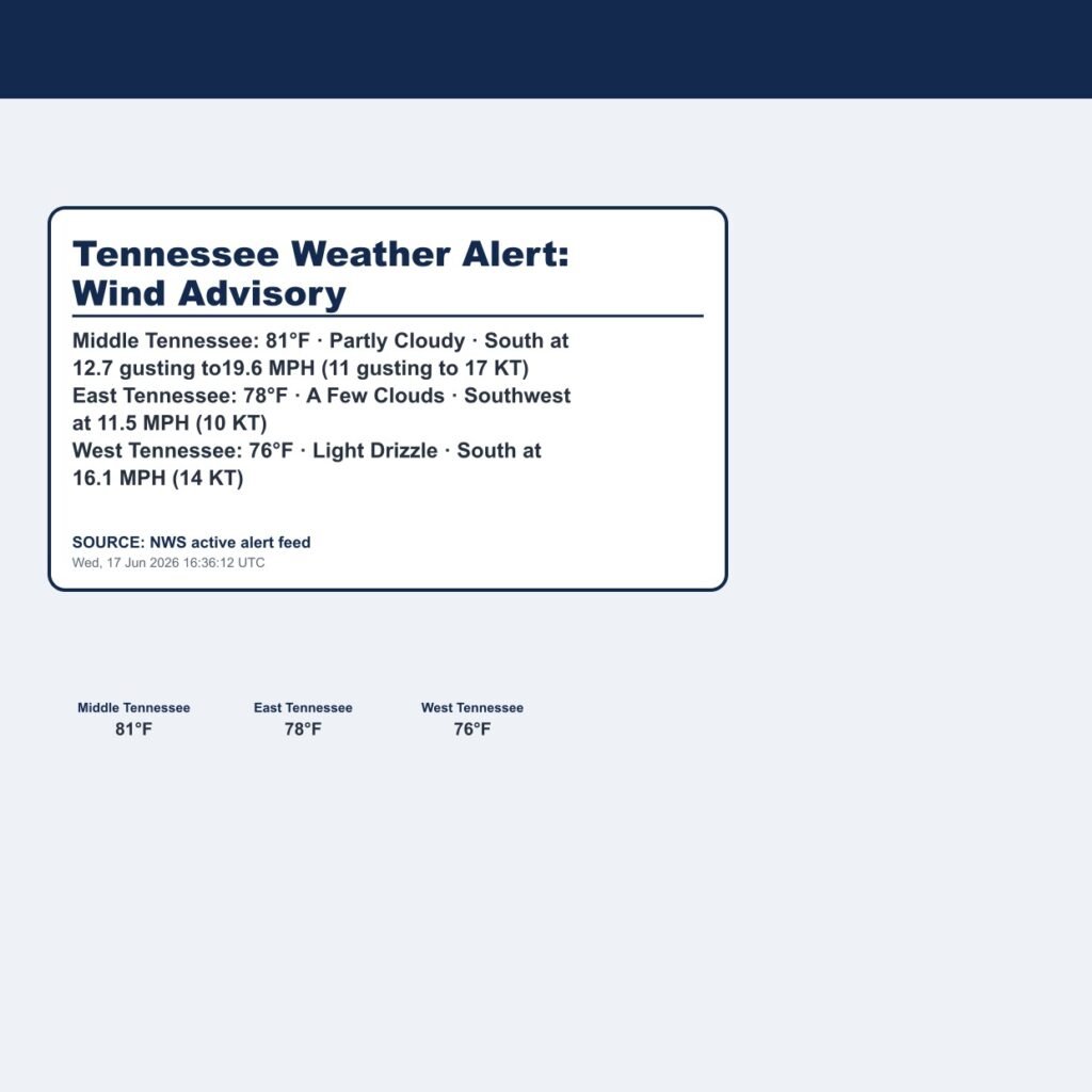 Tennessee Weather Alert: Wind Advisory