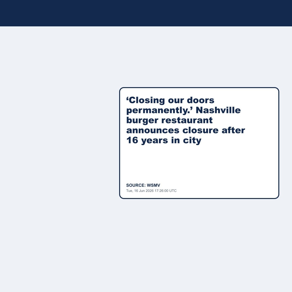 ‘Closing our doors permanently.’ Nashville burger restaurant announces closure after 16 years in city
