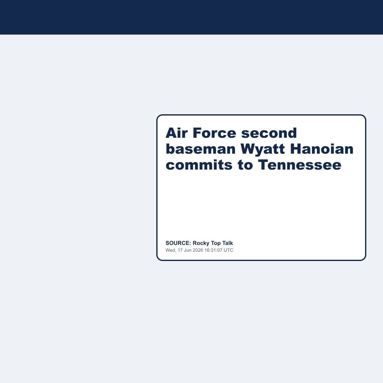 Air Force second baseman Wyatt Hanoian commits to Tennessee