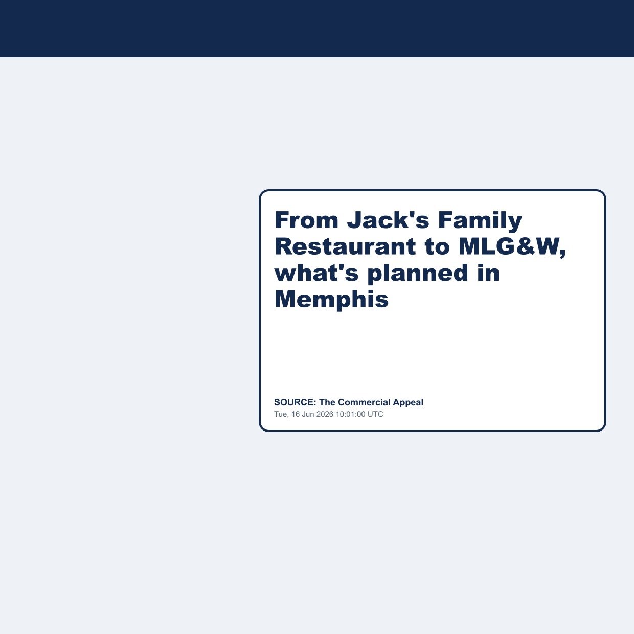 From Jack's Family Restaurant to MLG&W, what's planned in Memphis