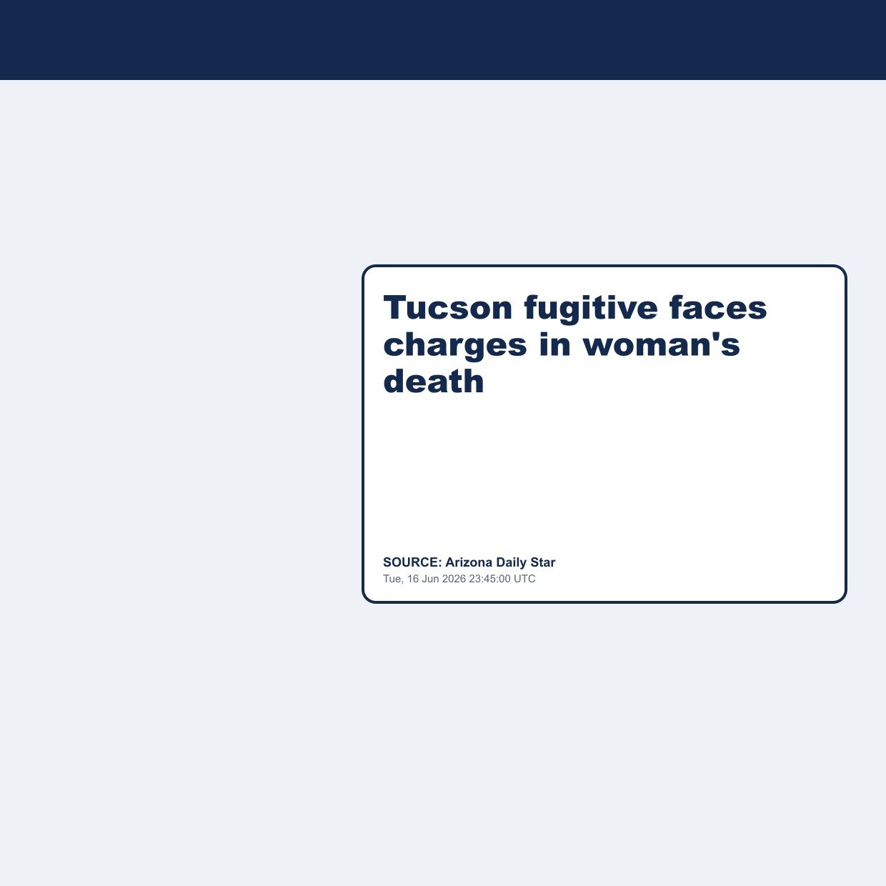 Tucson fugitive faces charges in woman's death