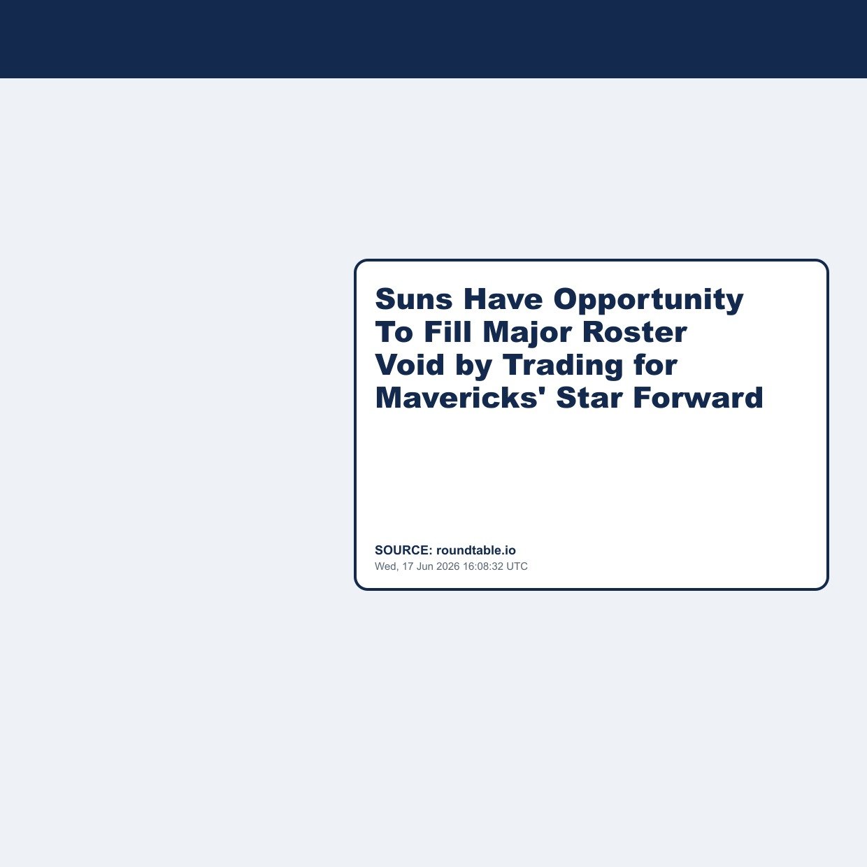 Suns Have Opportunity To Fill Major Roster Void by Trading for Mavericks' Star Forward