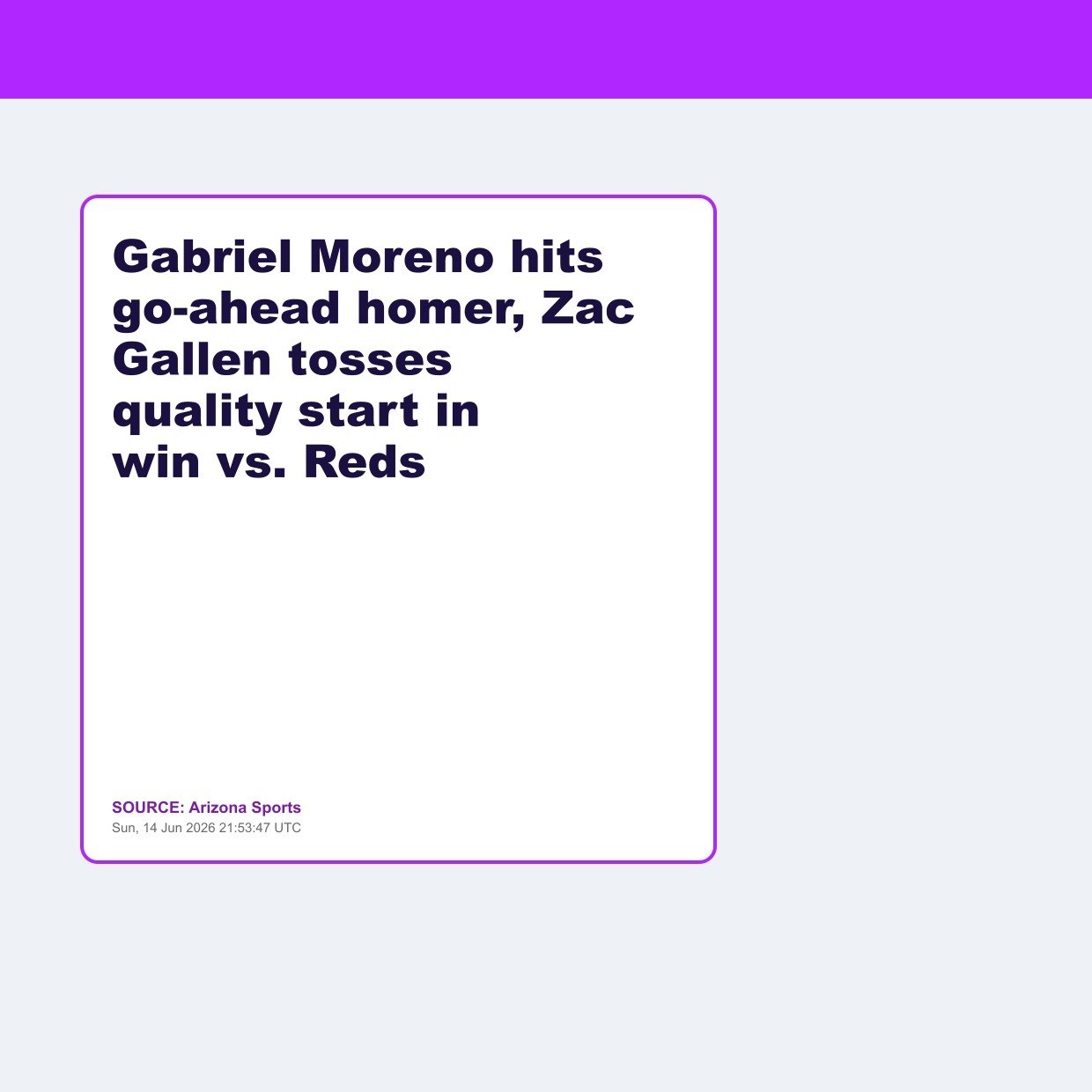 Gabriel Moreno hits go-ahead homer, Zac Gallen tosses quality start in win vs. Reds