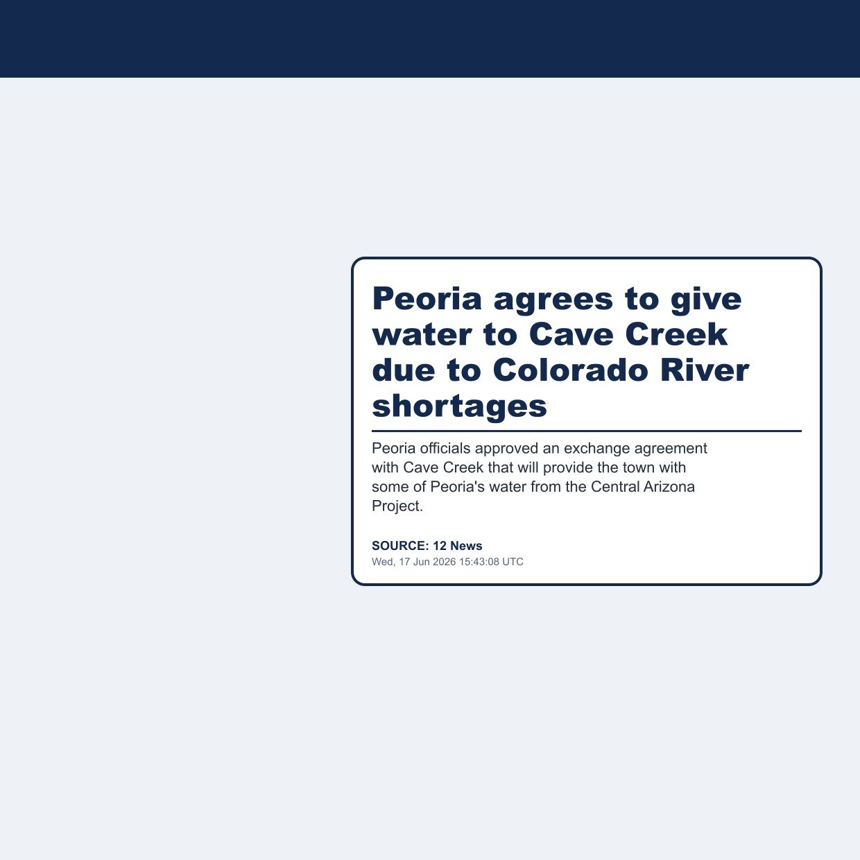 Peoria agrees to give water to Cave Creek due to Colorado River shortages