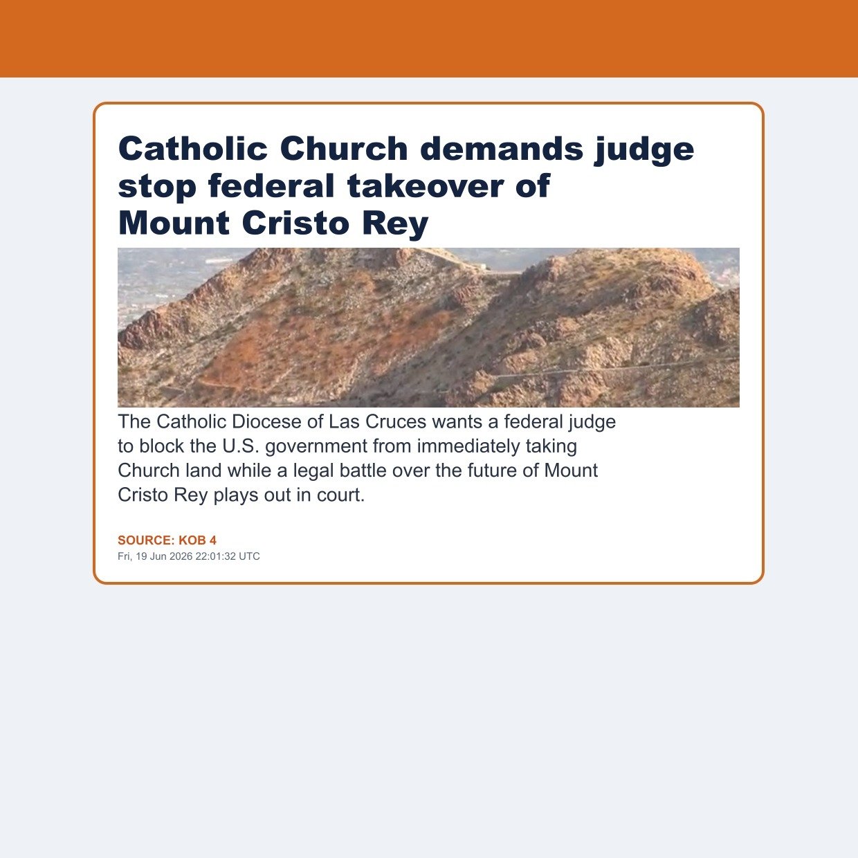 Catholic Church demands judge stop federal takeover of Mount Cristo Rey