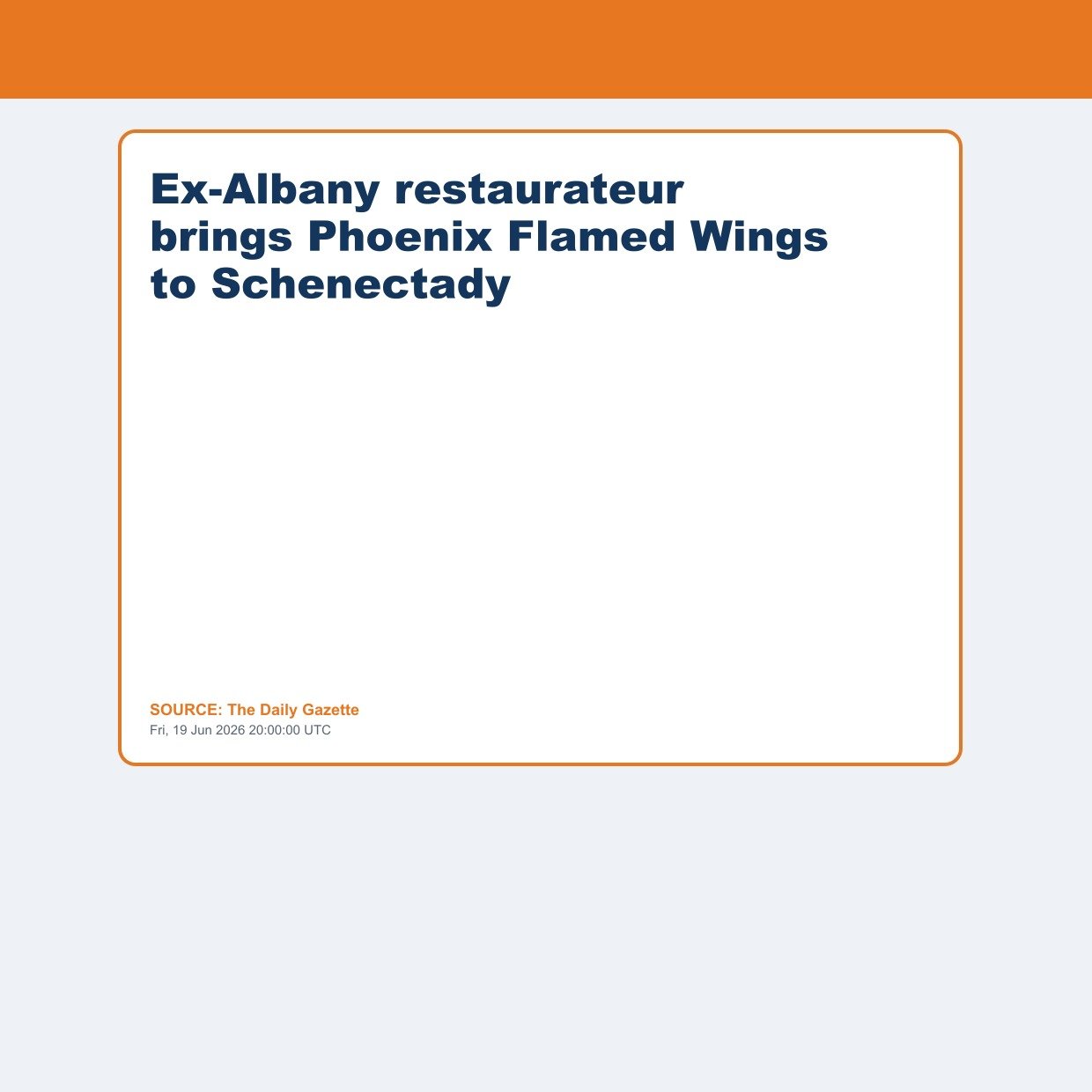 Ex-Albany restaurateur brings Phoenix Flamed Wings to Schenectady