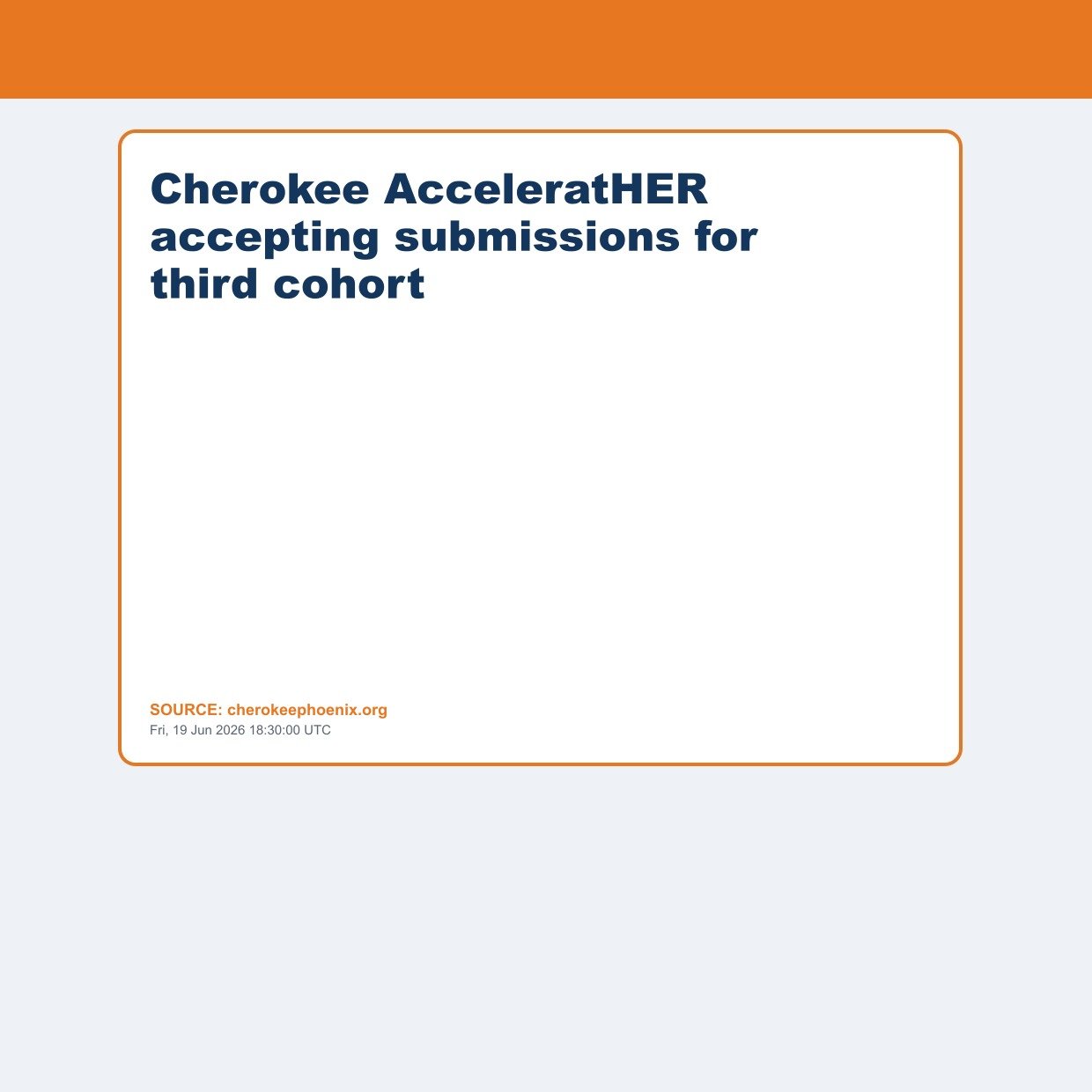 Cherokee AcceleratHER accepting submissions for third cohort
