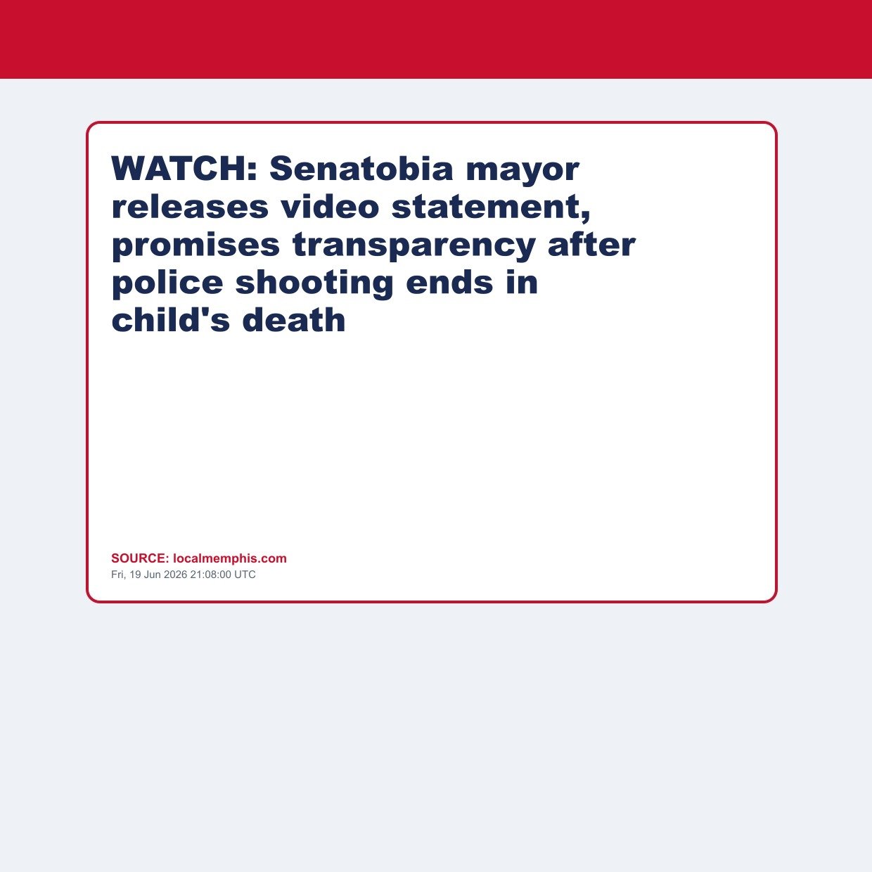 WATCH: Senatobia mayor releases video statement, promises transparency after police shooting ends in child's death