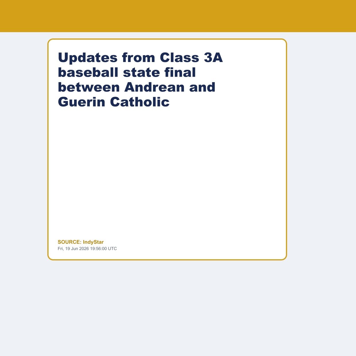 Updates from Class 3A baseball state final between Andrean and Guerin Catholic