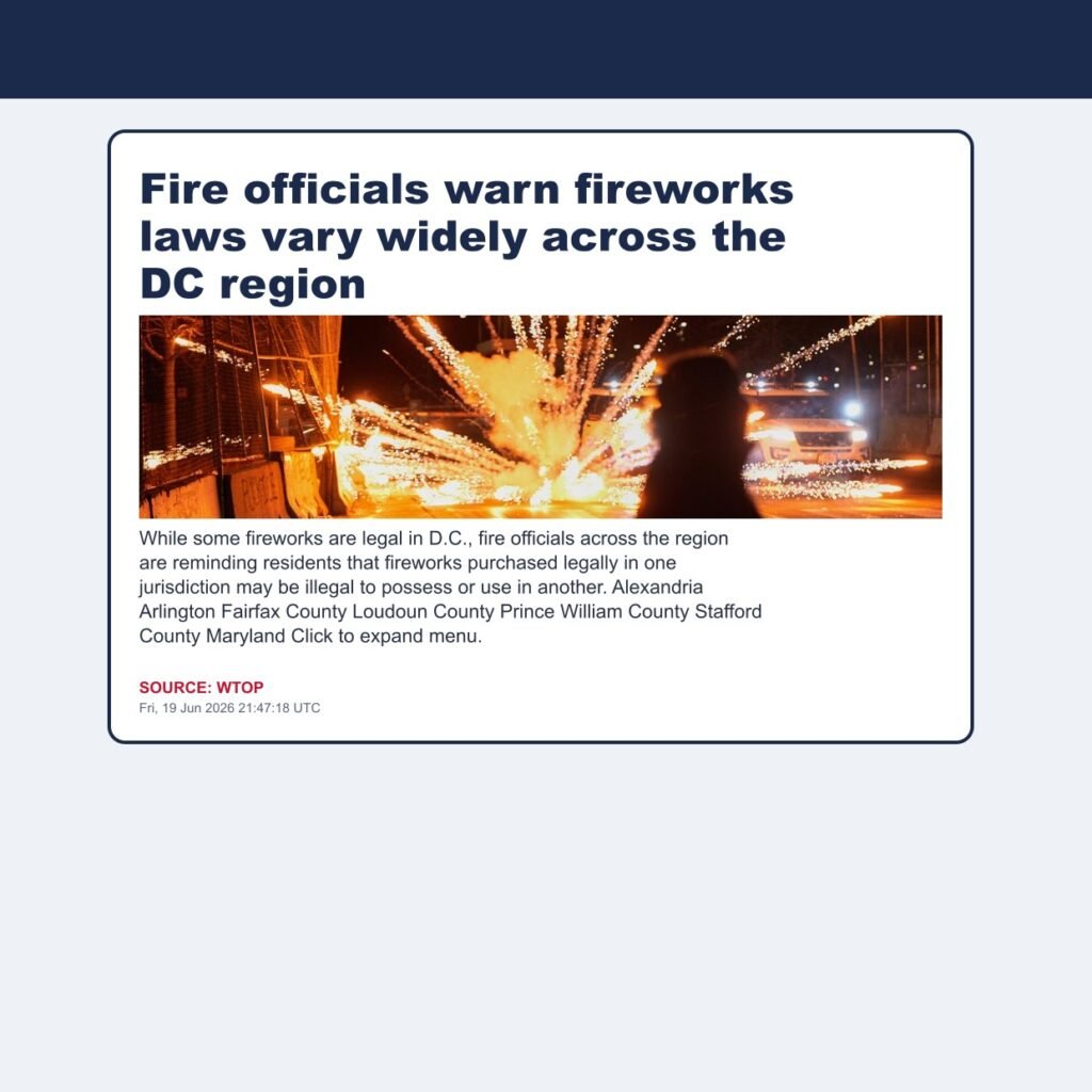 Fire officials warn fireworks laws vary widely across the DC region