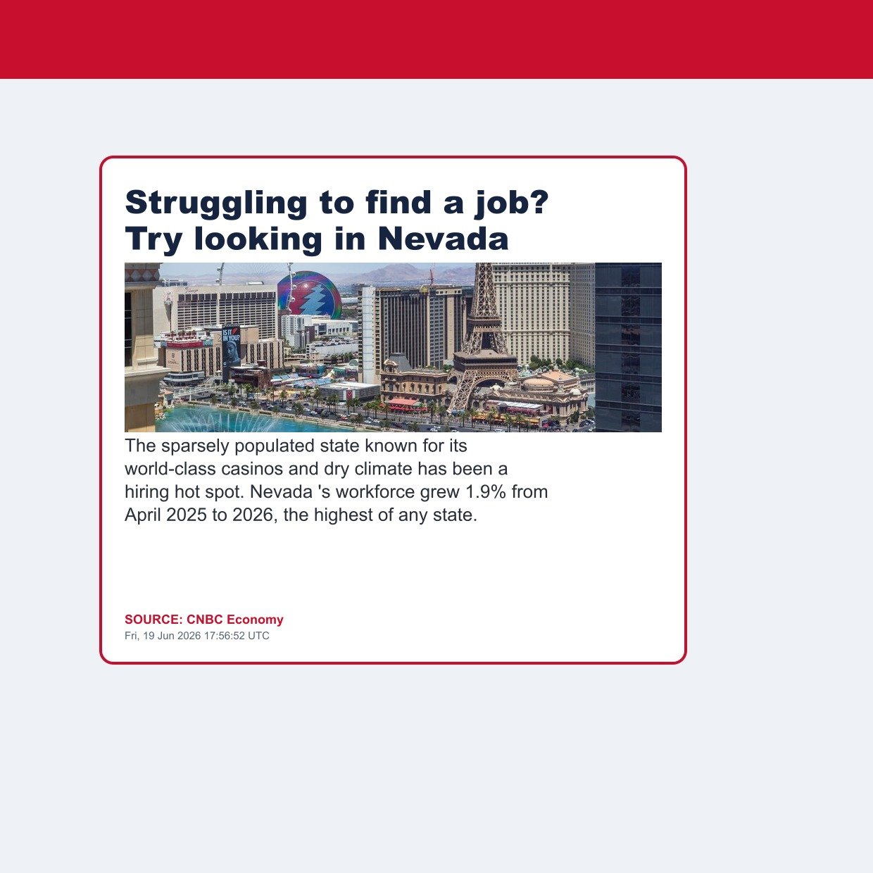 Struggling to find a job? Try looking in Nevada