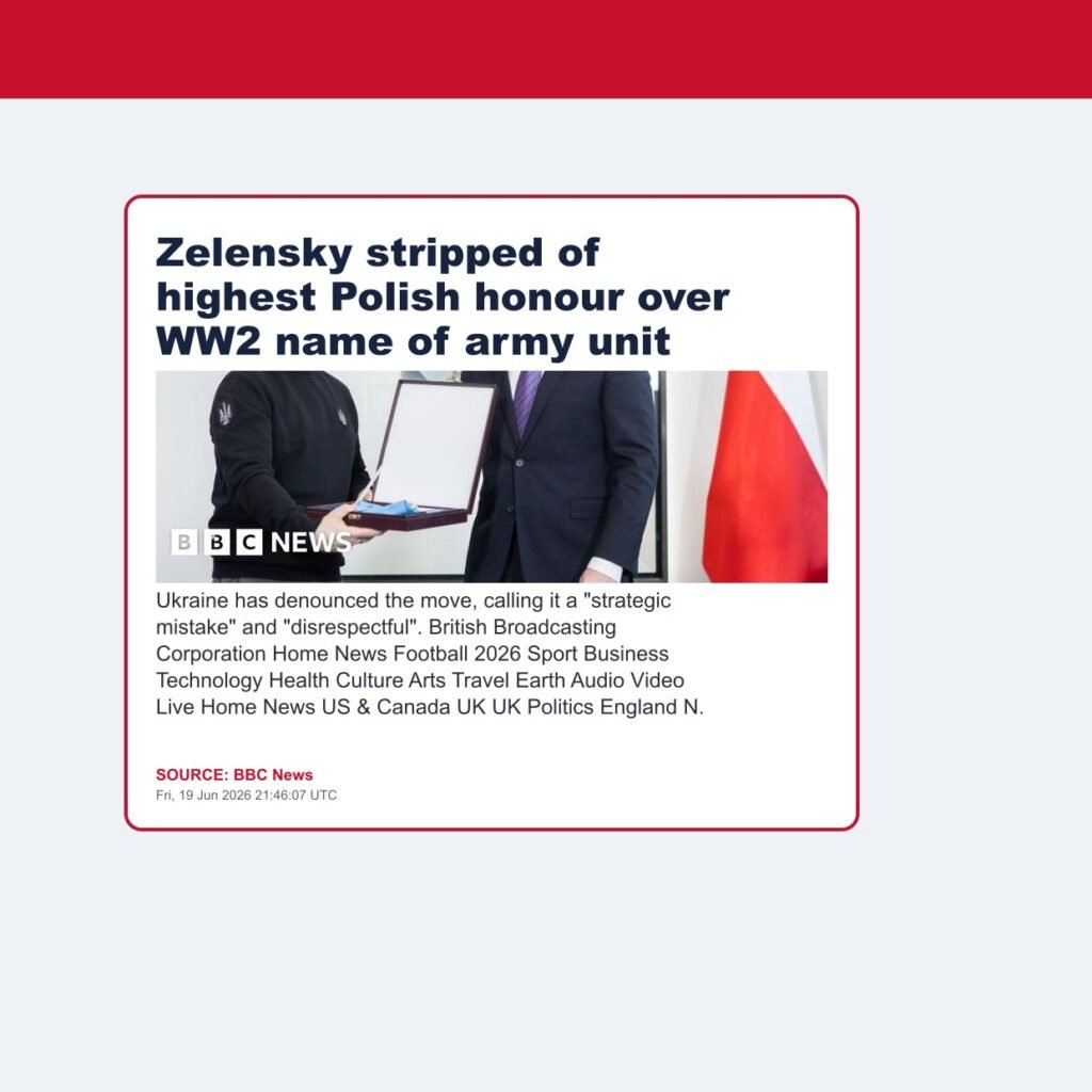 Zelensky stripped of highest Polish honour over WW2 name of army unit