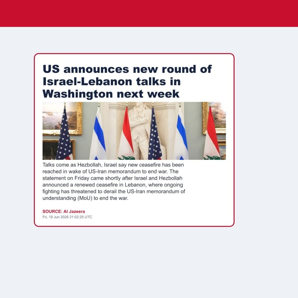 US announces new round of Israel-Lebanon talks in Washington next week
