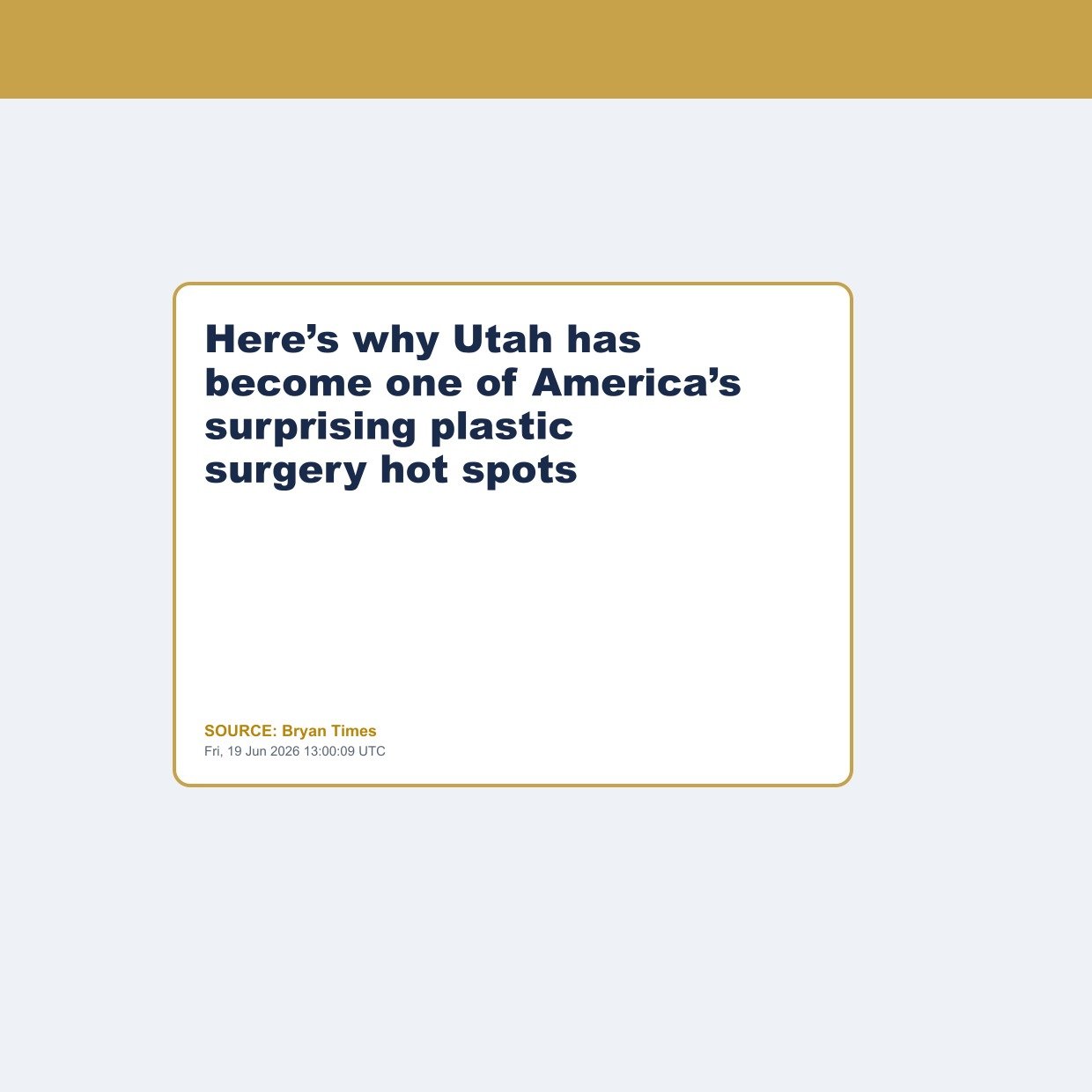 Here’s why Utah has become one of America’s surprising plastic surgery hot spots
