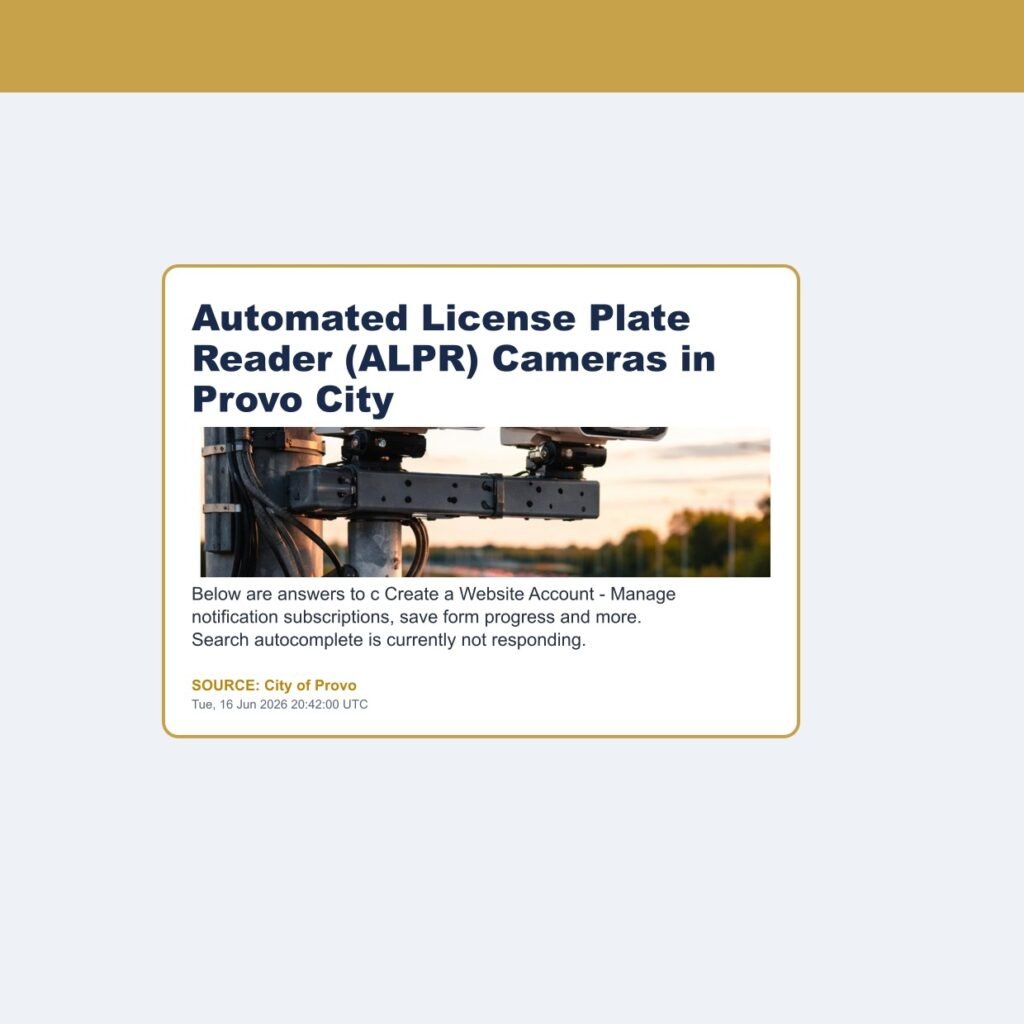 Automated License Plate Reader (ALPR) Cameras in Provo City