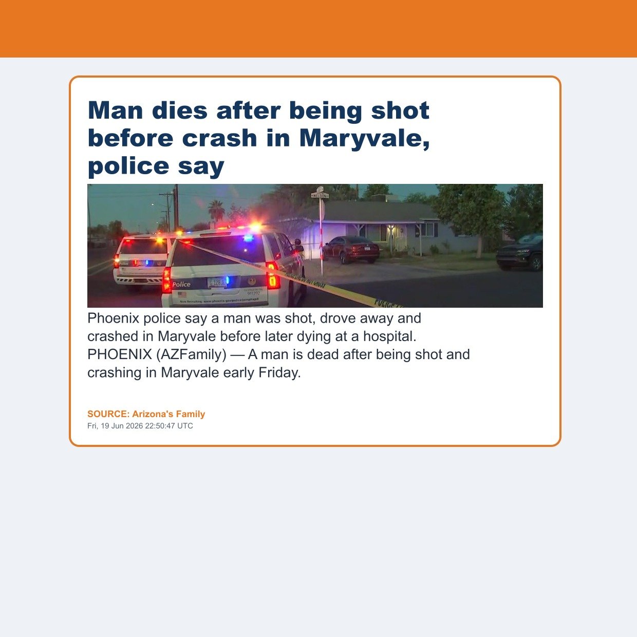 Man dies after being shot before crash in Maryvale, police say