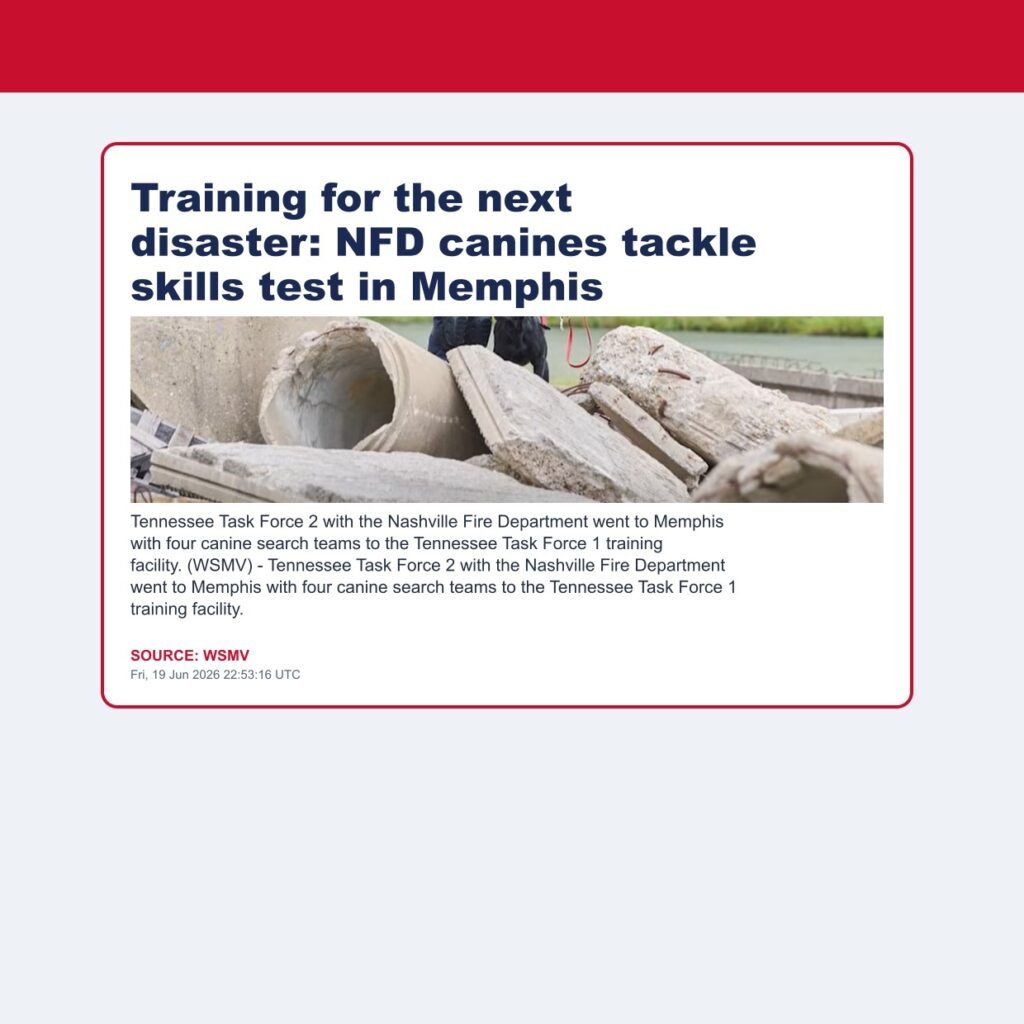 Training for the next disaster: NFD canines tackle skills test in Memphis