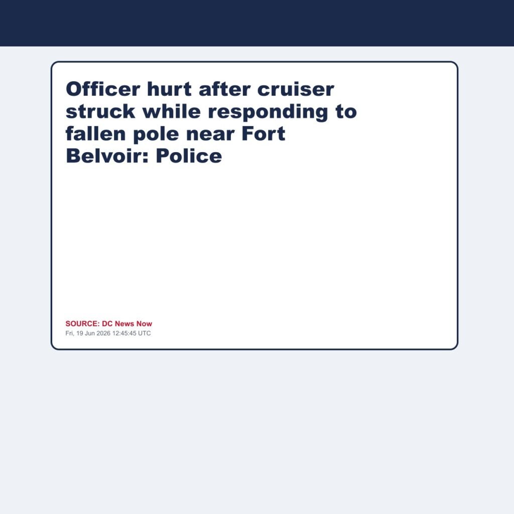 Officer hurt after cruiser struck while responding to fallen pole near Fort Belvoir: Police