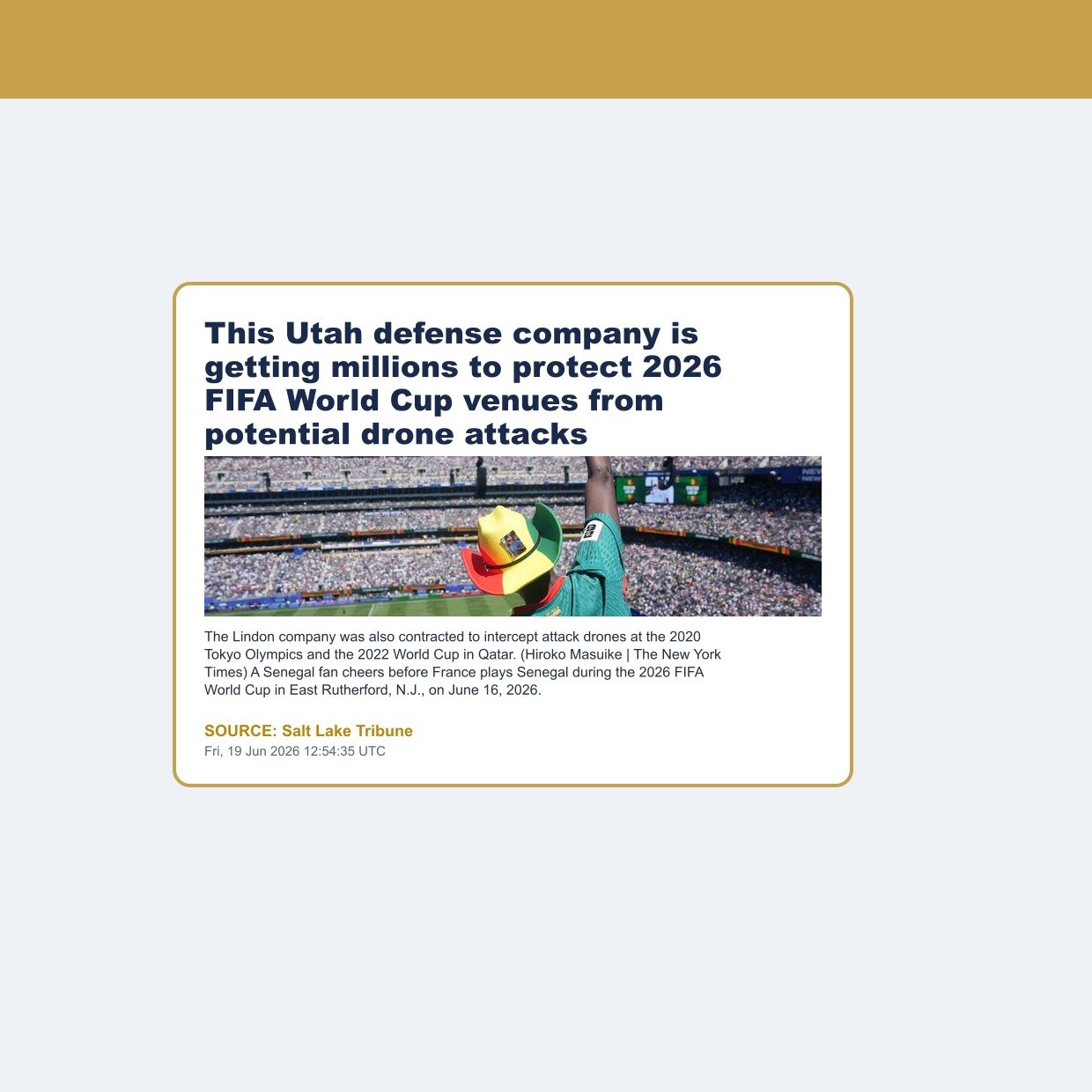 This Utah defense company is getting millions to protect 2026 FIFA World Cup venues from potential drone attacks
