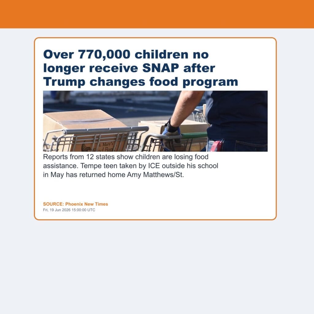 Over 770,000 children no longer receive SNAP after Trump changes food program