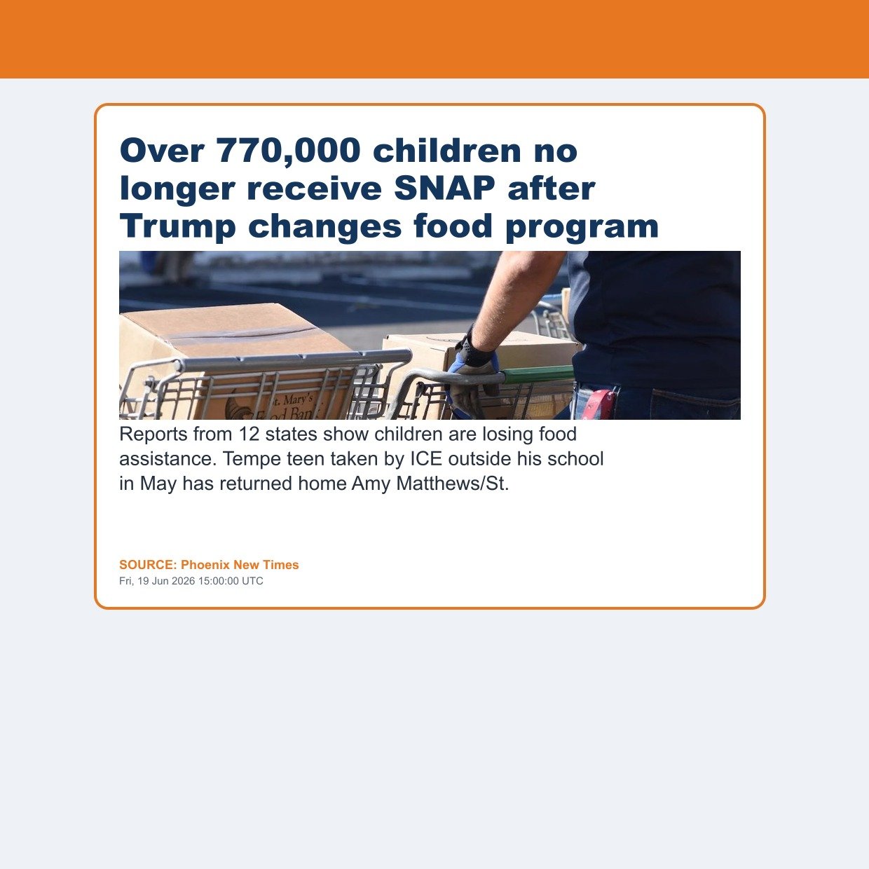 Over 770,000 children no longer receive SNAP after Trump changes food program
