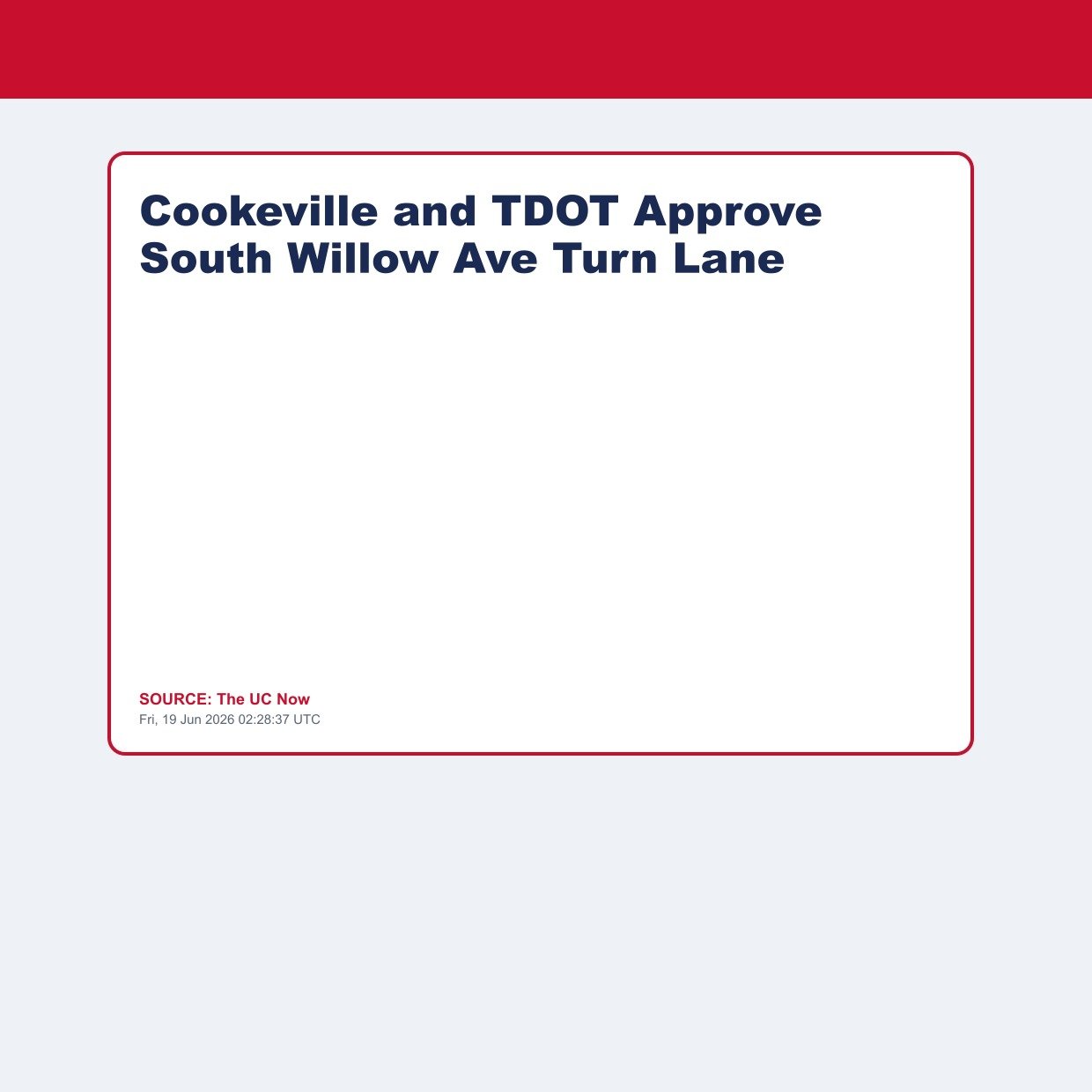 Cookeville and TDOT Approve South Willow Ave Turn Lane