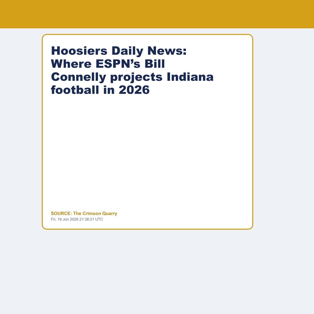 Hoosiers Daily News: Where ESPN’s Bill Connelly projects Indiana football in 2026