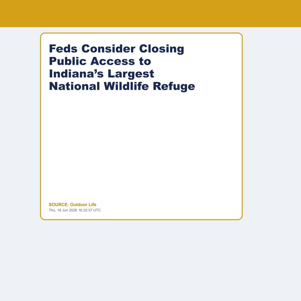 Feds Consider Closing Public Access to Indiana’s Largest National Wildlife Refuge