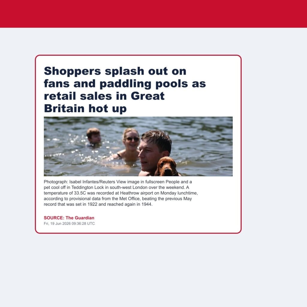 Shoppers splash out on fans and paddling pools as retail sales in Great Britain hot up