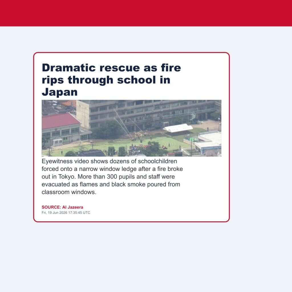 Dramatic rescue as fire rips through school in Japan