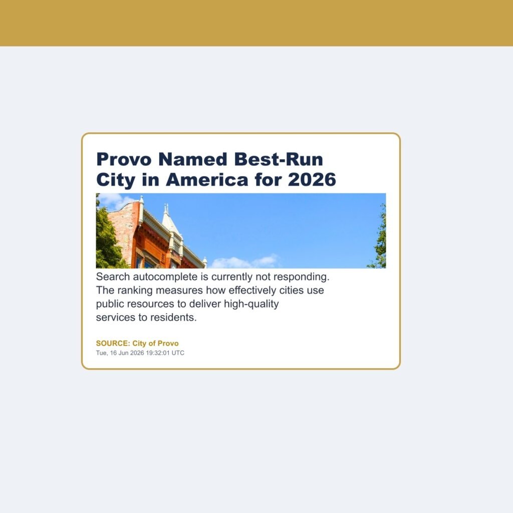 Provo Named Best-Run City in America for 2026