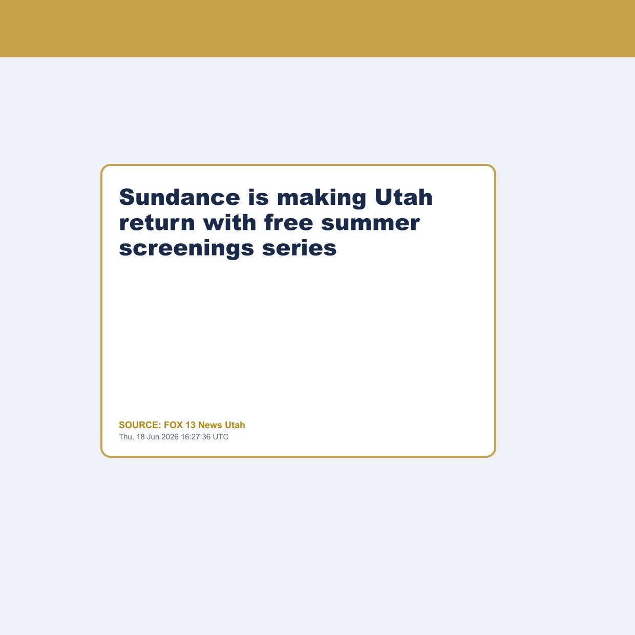 Sundance is making Utah return with free summer screenings series