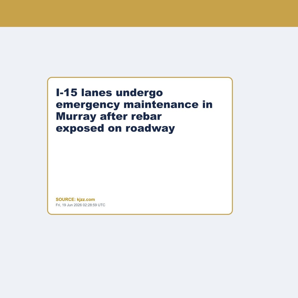 I-15 lanes undergo emergency maintenance in Murray after rebar exposed on roadway