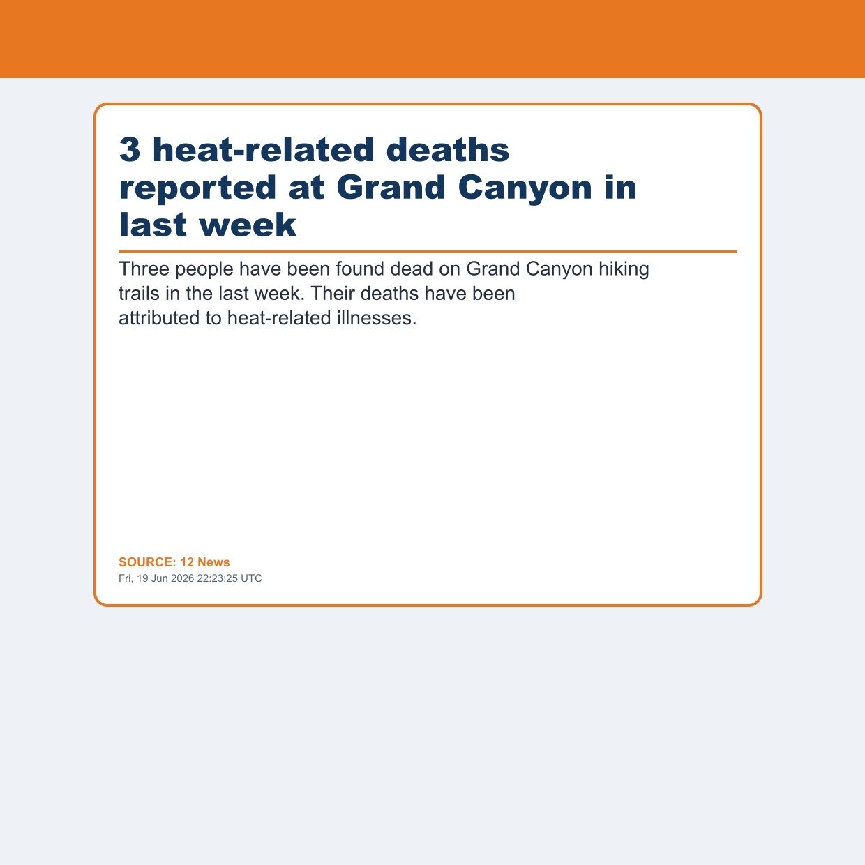 3 heat-related deaths reported at Grand Canyon in last week