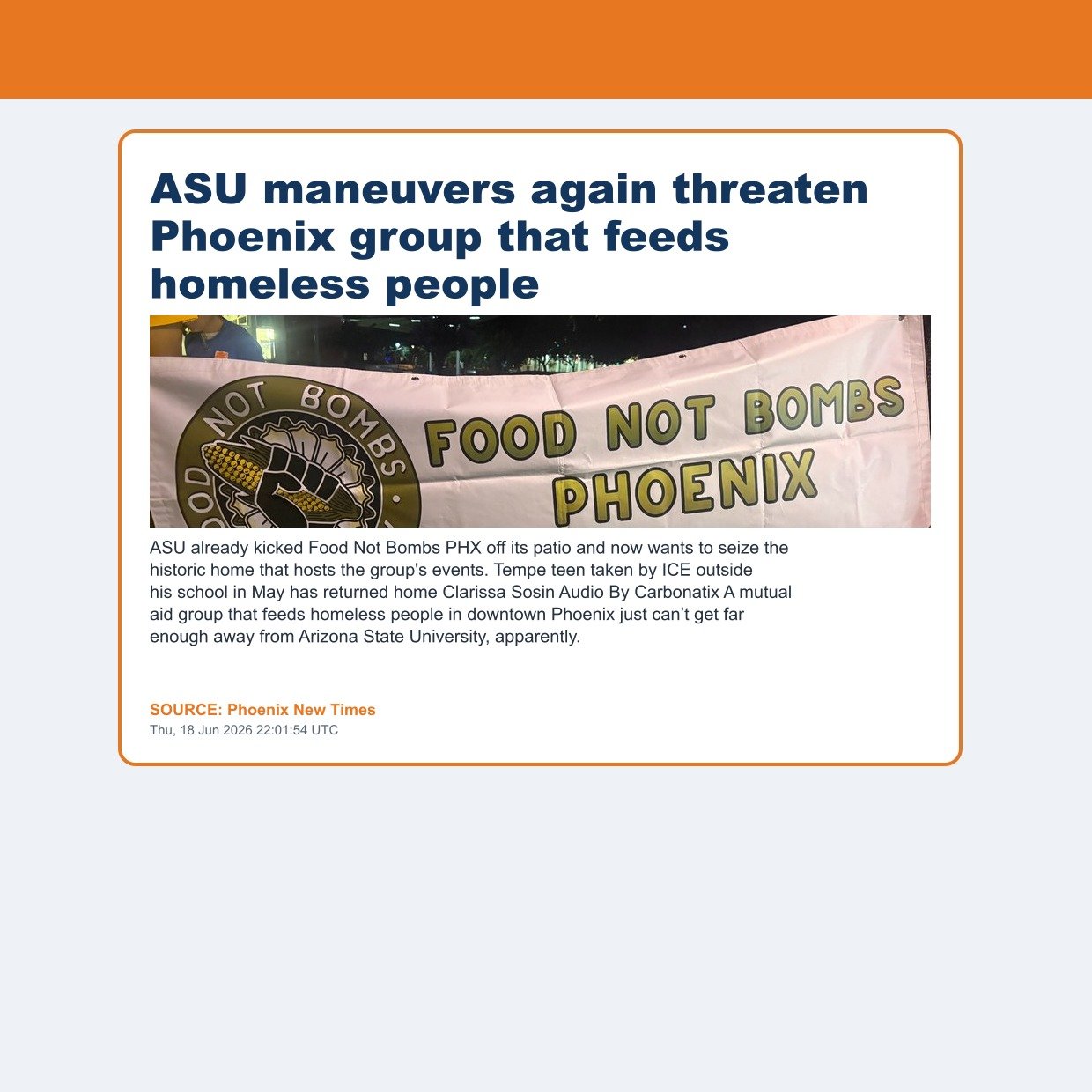 ASU maneuvers again threaten Phoenix group that feeds homeless people