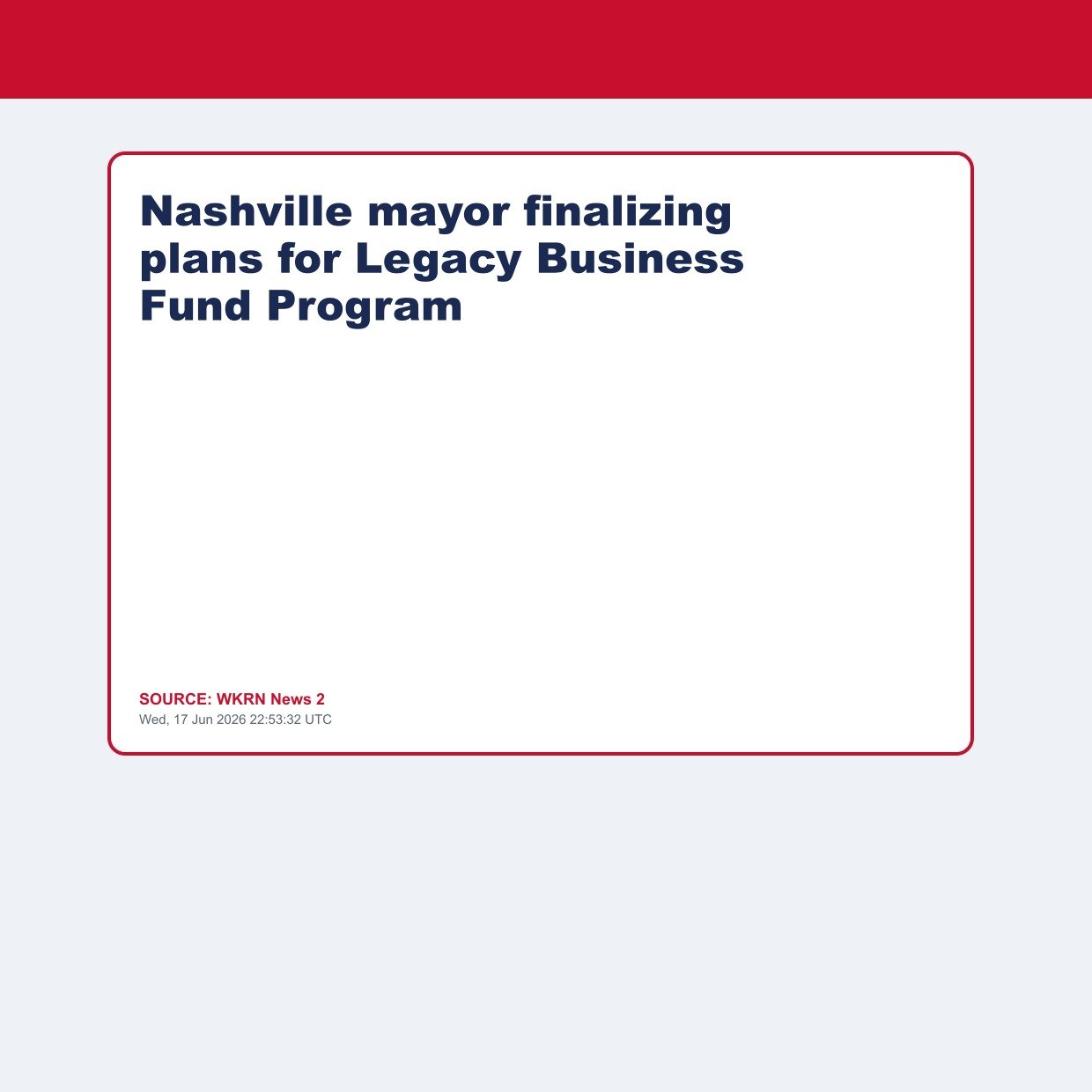 Nashville mayor finalizing plans for Legacy Business Fund Program