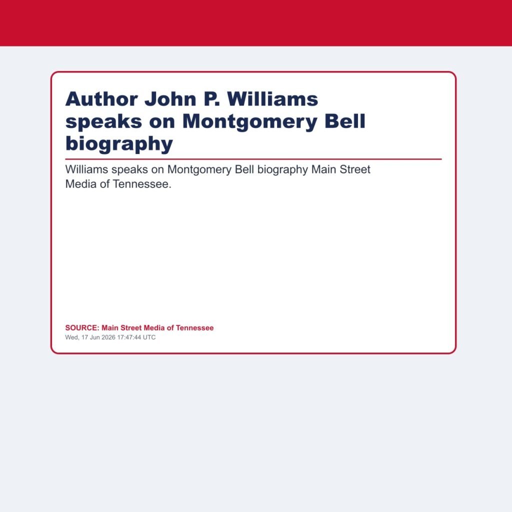 Author John P. Williams speaks on Montgomery Bell biography