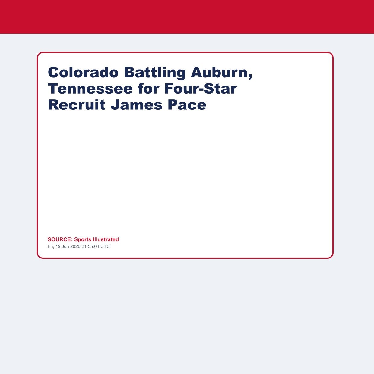 Colorado Battling Auburn, Tennessee for Four-Star Recruit James Pace