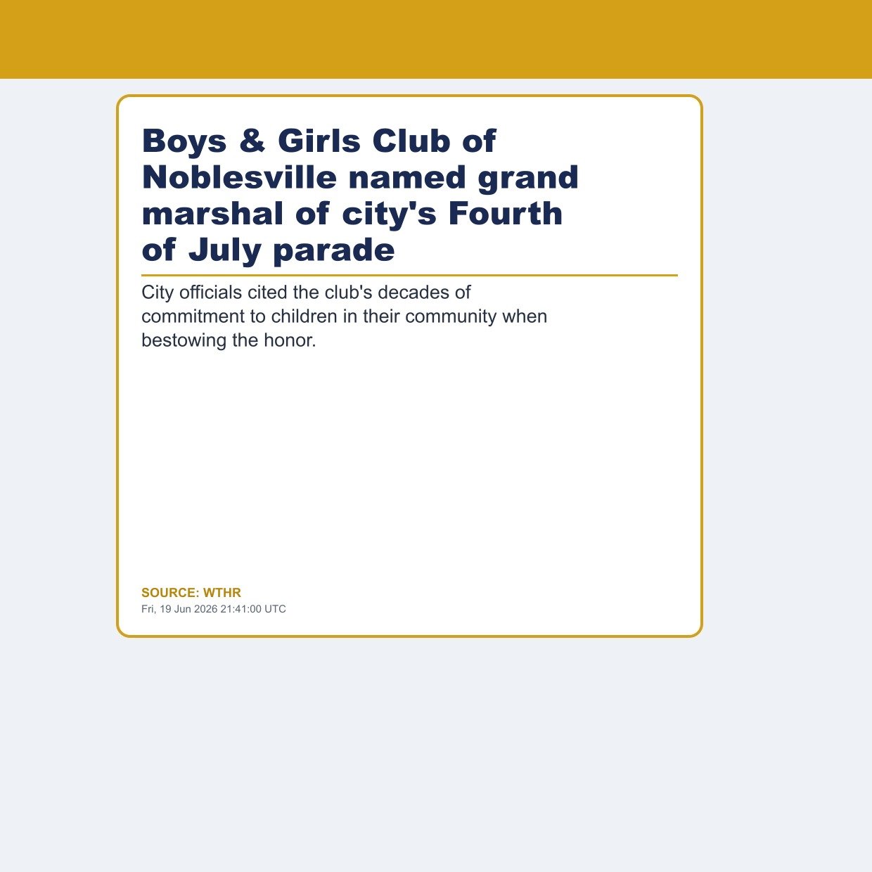 Boys & Girls Club of Noblesville named grand marshal of city's Fourth of July parade