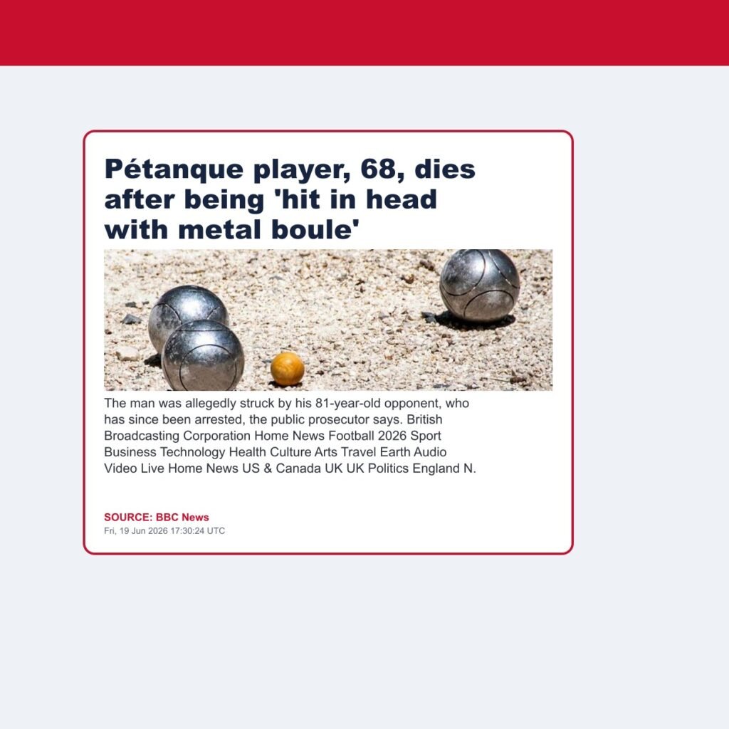 Pétanque player, 68, dies after being ‘hit in head with metal boule’