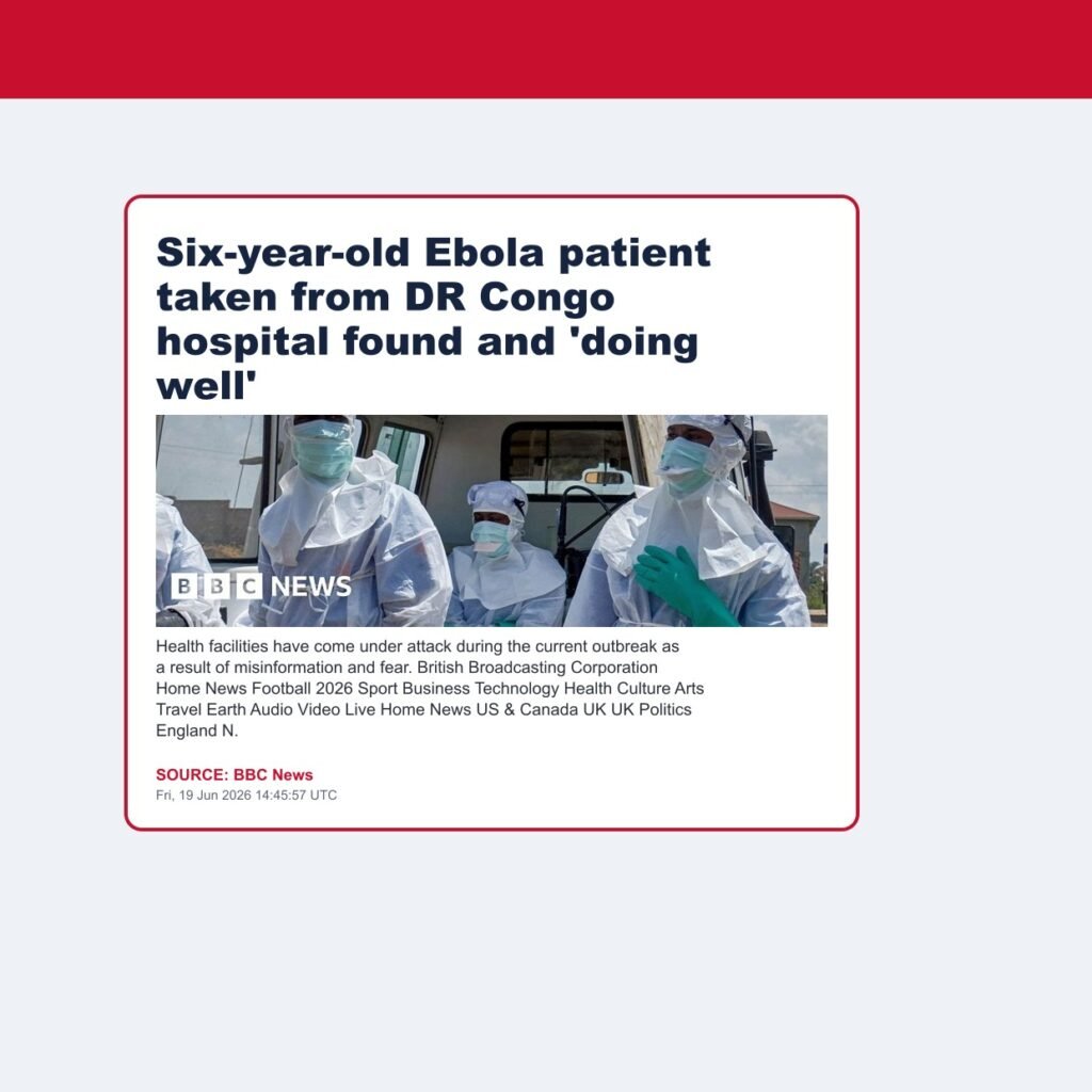 Six-year-old Ebola patient taken from DR Congo hospital found and ‘doing well’