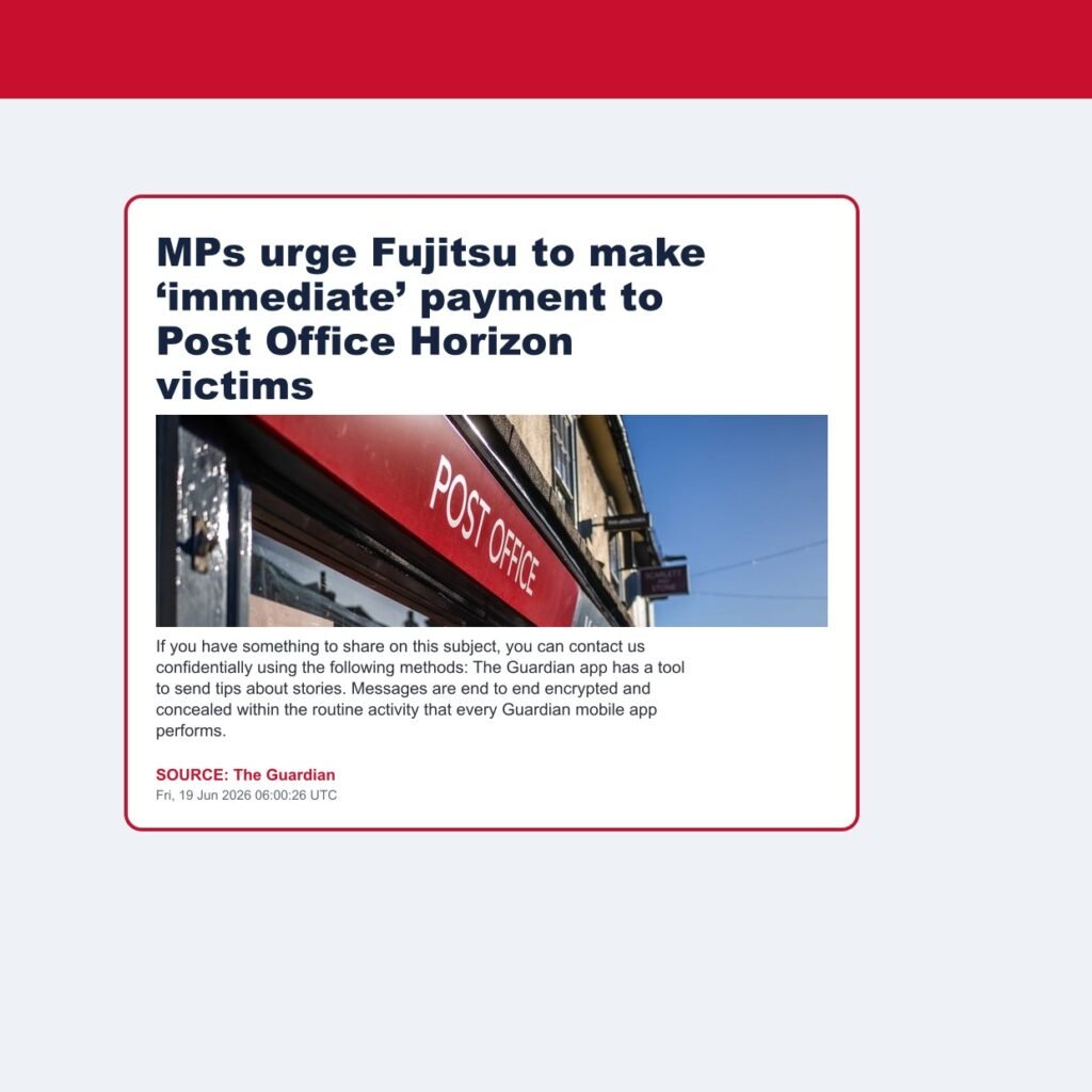 MPs urge Fujitsu to make ‘immediate’ payment to Post Office Horizon victims