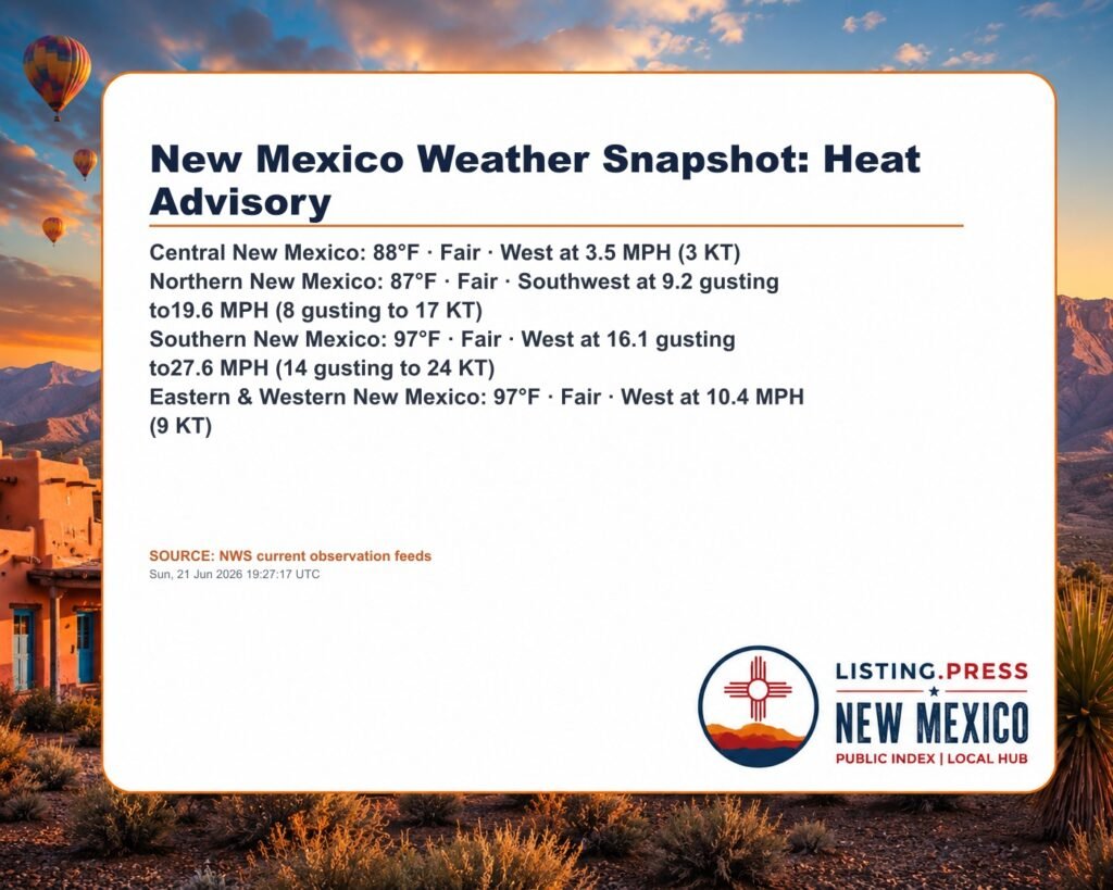 New Mexico Weather Snapshot: Heat Advisory