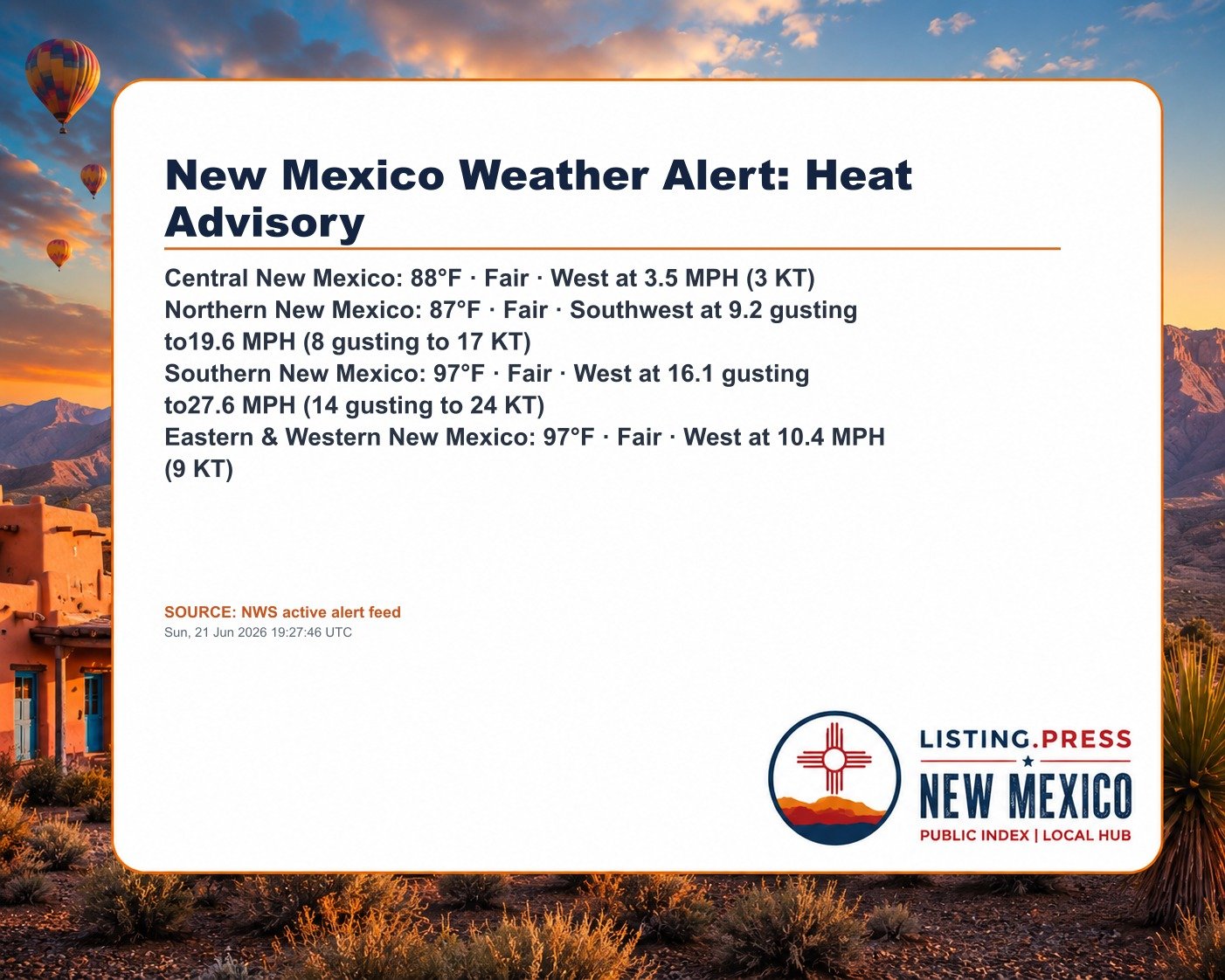 New Mexico Weather Alert: Heat Advisory